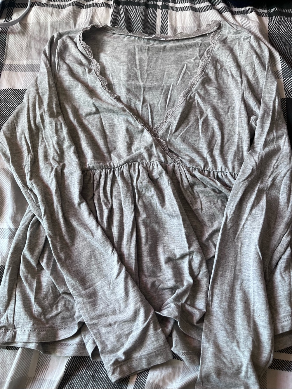 Ardene Light Grey Wrap-Front Long Sleeve Top